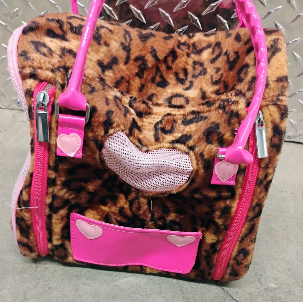Leopard Print Kids Backpack with Pink Details